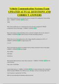 Vehicle Communication Systems Exam &NewLine;UPDATED ACTUAL QUESTIONS AND &NewLine;CORRECT ANSWERS