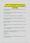 Vehicle Communication System Exam &NewLine;ACTUAL QUESTIONS AND CORRECT &NewLine;ANSWERS