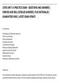 LETRS UNIT 5-8 PRACTICE EXAM &ndash; QUESTIONS AND ANSWERS &vert;&NewLine;VERIFIED AND WELL DETAILED ANSWERS &vert; PLUS RATIONALES &vert;&NewLine;GUARANTEED PASS &vert; LATEST EXAM UPDATE