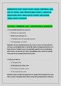 MINNESOTA POST EXAM STUDY GUIDE&colon; CRIMINAL LAW&comma; &NewLine;USE OF FORCE&comma; AND PROCEDURES EXAM &vert; COMPLETE &NewLine;QUESTIONS WITH 100&percnt; RATED EXPERT SOLUTIONS &NewLine;&vert;2026 LATEST UPDATED 