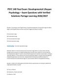 PSYC 140 Final Exam&colon; Developmental Lifespan&NewLine;Psychology &ndash; Exam Questions with Verified&NewLine;Solutions Portage Learning 2026&sol;2027
