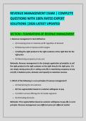 REVENUE MANAGEMENT EXAM &vert; COMPLETE &NewLine;QUESTIONS WITH 100&percnt; RATED EXPERT &NewLine;SOLUTIONS &vert;2026 LATEST UPDATED 