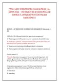 WGU C215 OPERATIONS MANAGEMENT OA &NewLine;EXAM 2026 &ndash; 350 PRACTICE QUESTIONS AND &NewLine;CORRECT ANSWERS WITH DETAILED &NewLine;RATIONALES 