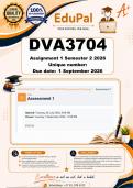 DVA3704 Assignment 1 &lpar;COMPLETE ANSWERS&rpar; Semester 2 2026 - DUE 1 September 2026