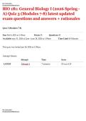 BIO 181&colon; General Biology I &lpar;2026 Spring - A&rpar; Quiz 3 &lpar;Modules 7-8&rpar; latest updated exam questions and answers &plus; rationales &Tab;