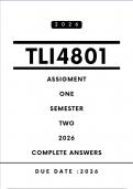 TLI4801 Assignment 1  Answers - Semester 2&comma; 2026 &vert; Due Date 2026