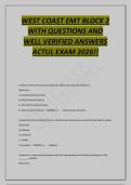 WEST COAST EMT BLOCK 2&NewLine;WITH QUESTIONS AND&NewLine;WELL VERIFIED ANSWERS&NewLine;ACTUL EXAM 2026&excl;&excl;