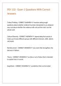 PSY 110 - Exam 1 Questions With Correct Answers