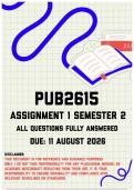 PUB2615 Assignment 1 Semester 2 MEMO &vert; Due 11 August 2026