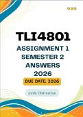 TLI4801 Assignment 1 Semester 2 &vert;&vert;&lpar;Answers and References&rpar;&vert;Due Date 2026