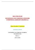 BLS CPR EXAM &NewLine;QUESTIONS AND VERIFIED ANSWERS &NewLine;&vert;VERIFIED & ALREADY GRADED A&plus; 
