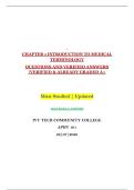 CHAPTER 1 INTRODUCTION TO MEDICAL &NewLine;TERMINOLOGY &NewLine;QUESTIONS AND VERIFIED ANSWERS &NewLine;&vert;VERIFIED & ALREADY GRADED A&plus;