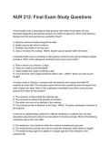 NUR 212&colon; Final Exam Study Questions Updated 2026&sol;2027 Questions with Expert-Verified Answers
