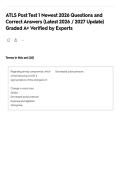 ATLS Post Test 1 Newest 2026 Questions and Correct Answers &lpar;Latest 2026 &sol; 2027 Update&rpar; Graded A&plus; Verified by Experts