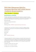 WGU Sales Management D099 Pre&NewLine;Assessment Questions And Verified Answers &NewLine;&vert;Verified & Already Graded A&plus; &NewLine;Most Studied &vert; Updated 