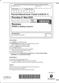 GCSE EDEXCEL BUSINESS MAY 2026 PAPER 2 QUESTION PAPER ＋ MARKSCHEME &lpar;1BS0&sol;02&rpar;