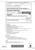 GCSE EDEXCEL GERMAN MAY 2026 PAPER 3 QUESTION PAPER ＋ MARKSCHEME &lpar;1GN0&sol;3H&rpar;