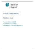 GCSE EDEXCEL MATHEMATICS JUNE 2025 PAPER 2 &lpar;FOUNDATION&rpar; MARK SCHEME &lpar;1MA1&sol;2F&rpar;