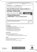GCSE EDEXCEL PHYSICAL EDUCATION MAY 2025 PAPER 1 QUESTION PAPER &plus; MARKSCHEME &lpar;1PE0&sol;01&rpar;