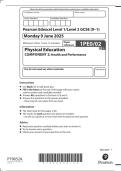 GCSE EDEXCEL PHYSICAL EDUCATION JUNE 2025 PAPER 2 QUESTION PAPER &plus; MARKSCHEME &lpar;1PE0&sol;02&rpar;