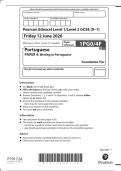 GCSE EDEXCEL PORTUGUESE JUNE 2026 PAPER 4 &lpar;FOUNDATION&rpar; QUESTION PAPER &lpar;1PG0&sol;4F&rpar;