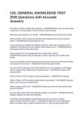 CDL GENERAL KNOWLEDGE TEST 2026 Questions with Accurate Answers