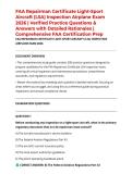FAA Repairman Certificate Light-Sport Aircraft &lpar;LSA&rpar; Inspection Airplane Exam 2026 &vert; Verified Practice Questions & Answers with Detailed Rationales &vert; Comprehensive FAA Certification Prep