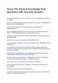 Texas CDL General Knowledge Test Questions with Accurate Answers&NewLine;&NewLine;