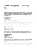 ARM 401 Assignment 1 - Identifying Risk Latest &lpar;2026&sol;2027&rpar; Verified Answers by Experts