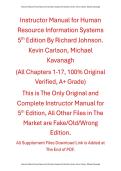 Instructor Manual Human Resource Information Systems 5e Richard Johnson&period; Kevin Carlson&comma; Michael Kavanagh 