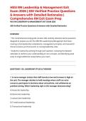 HESI RN Leadership & Management Exit Exam 2026 &vert; 200 Verified Practice Questions & Answers with Detailed Rationales &vert; Comprehensive RN Exit Exam Prep