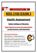 Galen NSG 3160 Exam 3 &ndash; Health Assessment &lpar;Latest 2026&sol;2027 Update&rpar; Questions and Answers&comma; 100&percnt; Verified Graded A&plus;