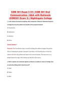 COM 301 Exam 3 V3 &vert; COM 301 Oral &NewLine;Communication &vert; Q&A with Rationale &NewLine;&lpar;COM301 Exam 3&rpar; &vert; Nightingale College 