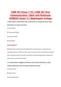 COM 301 Exam 1 V2 &vert; COM 301 Oral &NewLine;Communication &vert; Q&A with Rationale &NewLine;&lpar;COM301 Exam 1&rpar; &vert; Nightingale College 