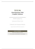 NUR 106 FINAL EXAM ACTUAL 2026&sol;2027 &vert; Complete Questions & Solutions &vert; Rasmussen Nursing Pharmacology & Fundamentals &vert; Pass Guaranteed - A&plus; Graded&NewLine;&NewLine;