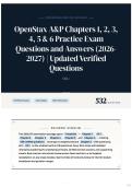 OpenStax A&P Chapters 1&comma; 2&comma; 3&comma; 4&comma; 5 & 6 Practice Exam Questions and Answers &lpar;2026-2027&rpar; &vert; Updated Verified Questions 530&plus;