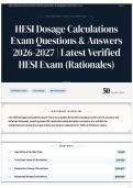 HESI Dosage Calculations Exam Questions & Answers 2026-2027 &vert; Latest Verified HESI Exam &lpar;Rationales&rpar;