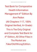 Test Bank Comparative Health Information Management 4th Edition By Ann Peden