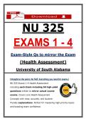 NU 325 Exams 1&ndash;4 &lpar;PDF&rpar; &vert; &lpar;Latest 2026&sol;2027 Update&rpar; &vert; Health Assessment &vert; University of South Alabama&NewLine;