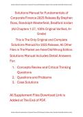 Solutions Manual Fundamentals of Corporate Finance 2025 Release By Stephen Ross&comma; Randolph Westerfield&comma; Bradford Jordan