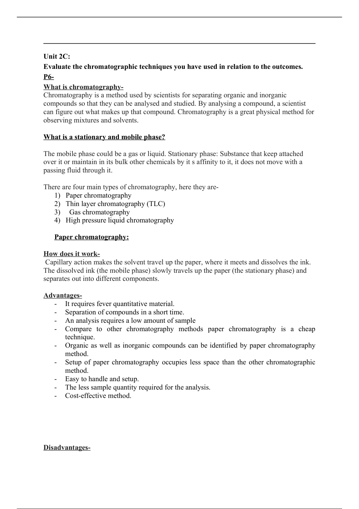 btec applied science chromatography assignment brief