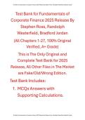 Test Bank Fundamentals of Corporate Finance 2025 Release By Stephen Ross&comma; Randolph Westerfield&comma; Bradford Jordan