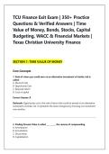TCU Finance Exit Exam &vert; 350&plus; Practice &NewLine;Questions & Verified Answers &vert; Time &NewLine;Value of Money&comma; Bonds&comma; Stocks&comma; Capital &NewLine;Budgeting&comma; WACC & Financial Markets &vert; &NewLine;Texas Christian University Finance