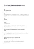 Ohio Lead Abatement contractor Questions and Correct Answers with Rationales &lpar;2026&sol;2027&rpar;&NewLine;