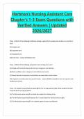 Hartman's Nursing Assistant Care&NewLine;Chapter's 1-3 Exam Questions with&NewLine;Verified Answers &vert; Updated&NewLine;2026&sol;2027