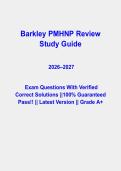 Barkley PMHNP Review Study Guide &vert; Psychiatric Mental Health NP Questions & Answers PDF &vert; Complete Board Exam Prep &vert; Latest 2026&ndash;2027