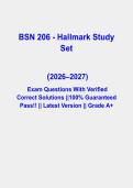 BSN 206 Hallmark Study Set Questions & Answers PDF &vert; Complete Nursing Practice Test &vert; Latest 2026&ndash;2027