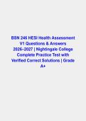 BSN 246 HESI Health Assessment V1 Questions & Answers PDF &vert; Nightingale College Complete Practice Test &vert; Latest 2026&ndash;2027
