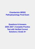 Chamberlain NR283 Pathophysiology Final Questions & Verified Answers PDF &vert; Comprehensive Nursing Exam Prep &vert; 2026&ndash;2027