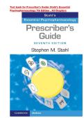 Test bank for Prescriber's Guide&colon; Stahl's Essential Psychopharmacology 7th Edition &vert; ISBN-13 &rlm; &colon; &lrm; 978-1108926010 &vert; COMPLETE TEST BANK &vert;All Chapters Guide A&plus;